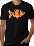 Tiger Barb Fish Graphic Tee - Black Cotton T-Shirt