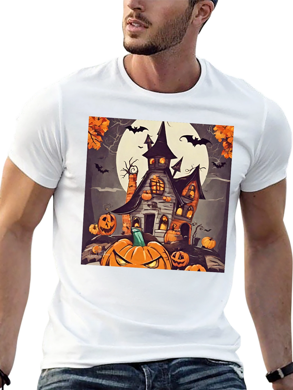 Spooky Halloween House Graphic T-Shirt
