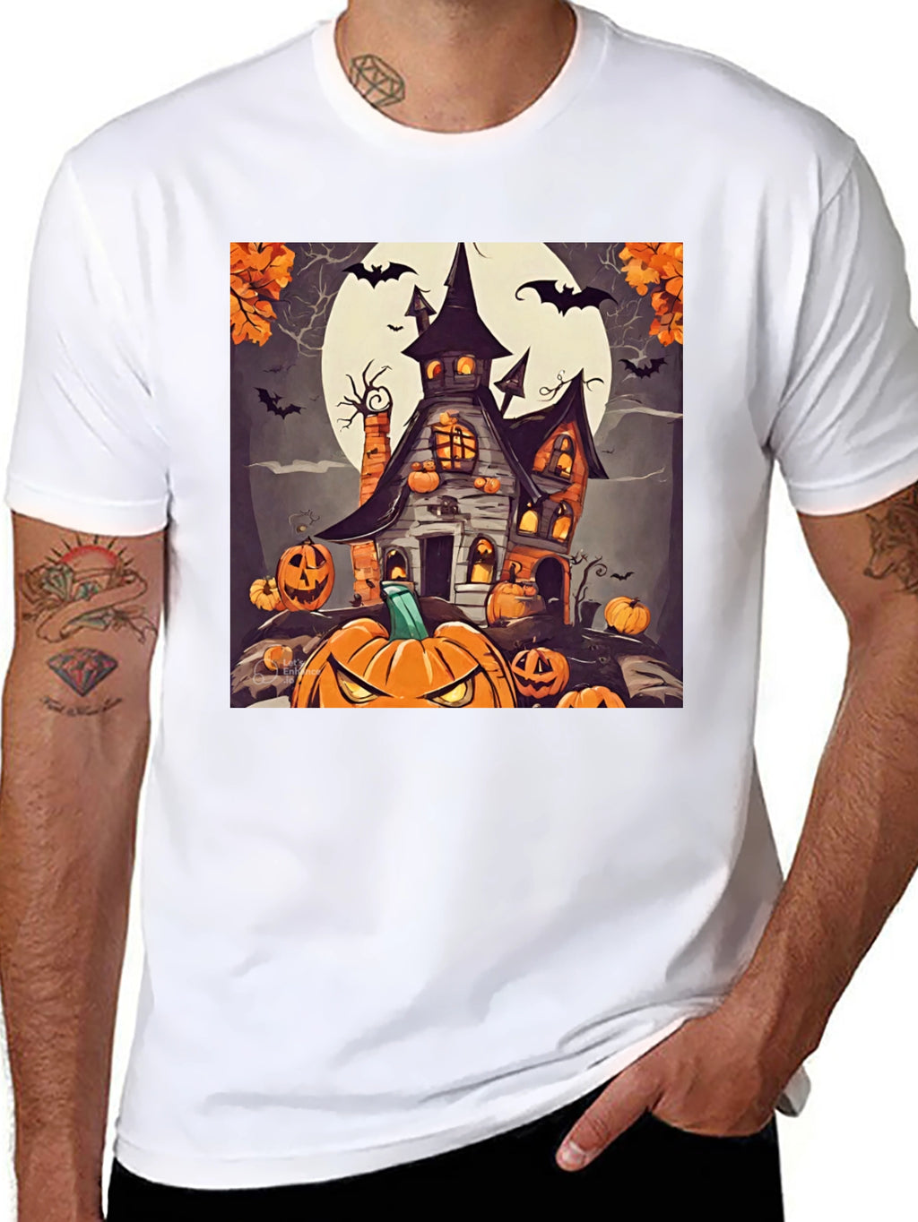Spooky Halloween House Graphic T-Shirt