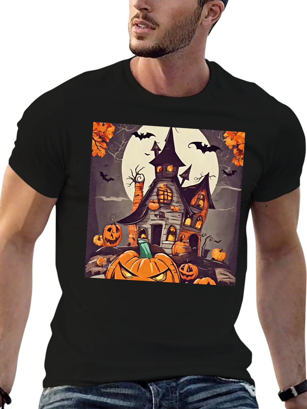 Spooky Halloween House Graphic T-Shirt