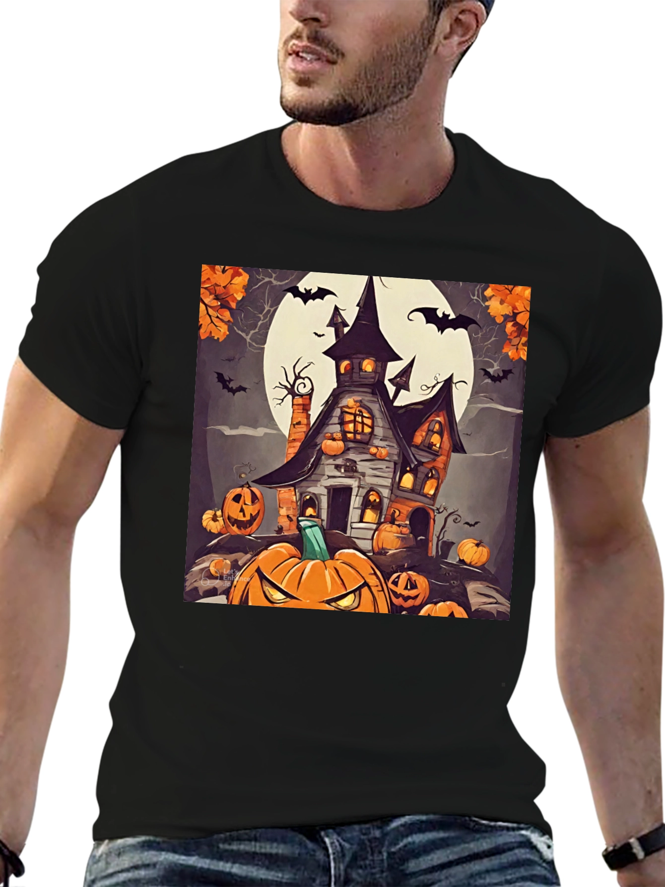 Spooky Halloween House Graphic T-Shirt