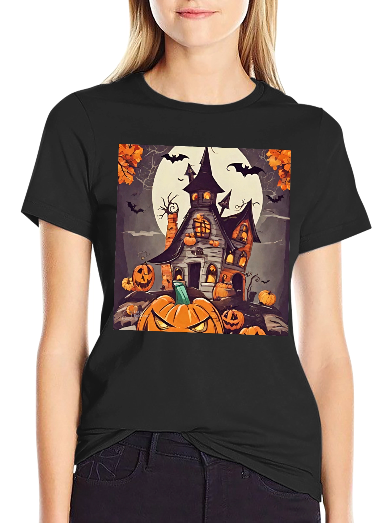 Spooky Halloween House Graphic T-Shirt