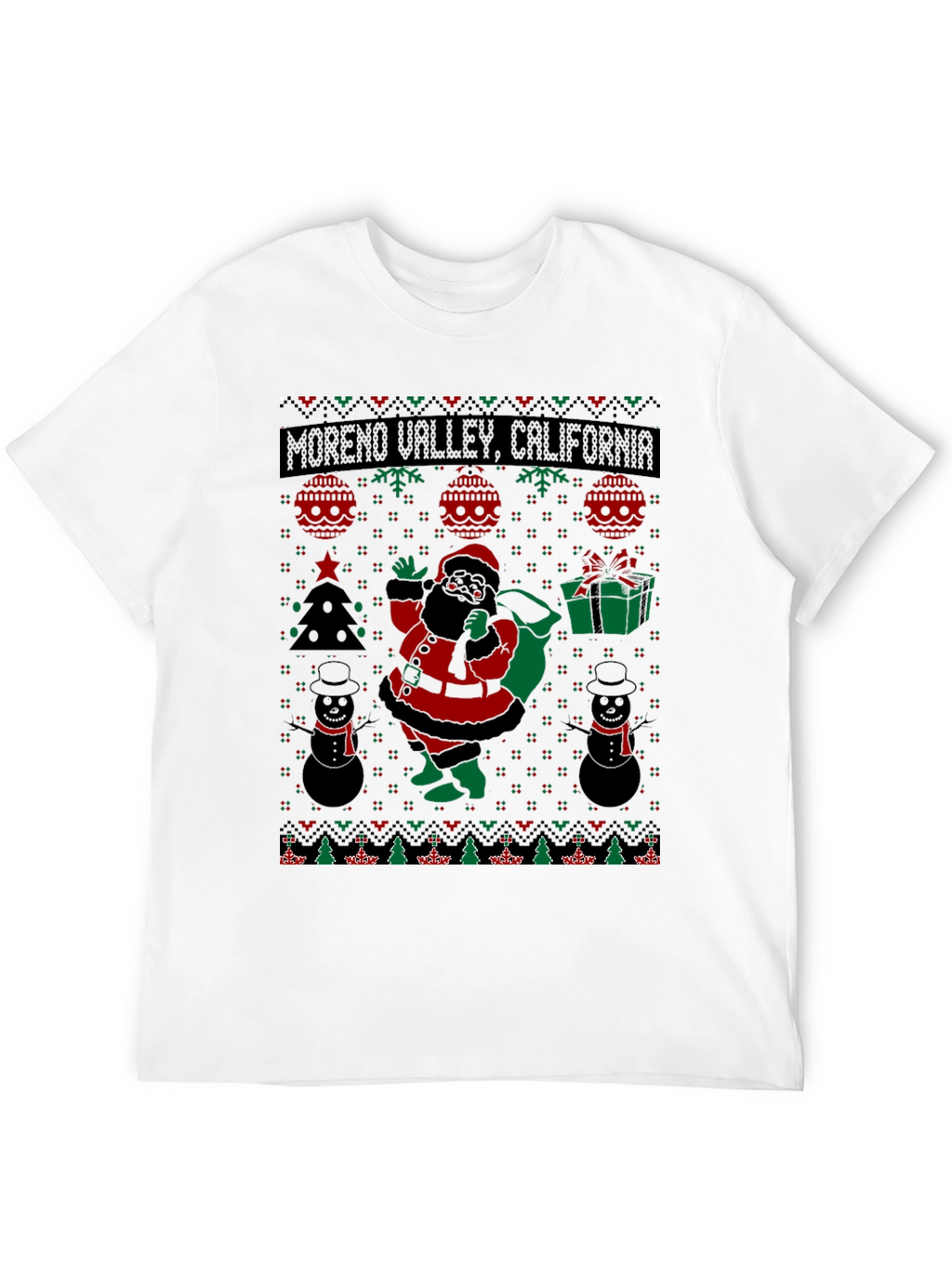 Moreno Valley CA Ugly Christmas Santa T-Shirt