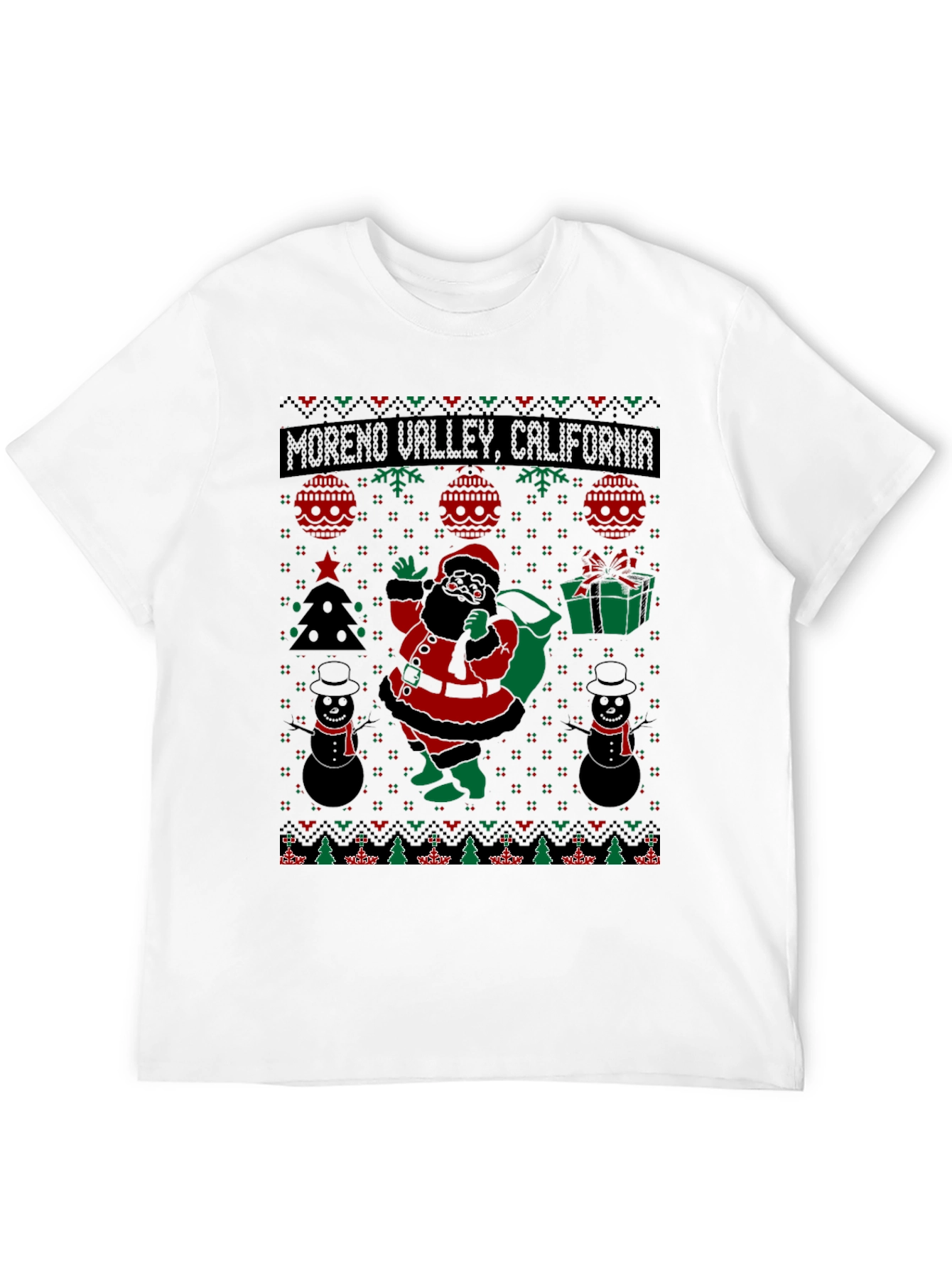 Moreno Valley CA Ugly Christmas Santa T-Shirt