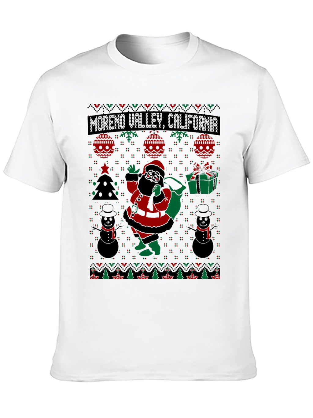 Moreno Valley CA Ugly Christmas Santa T-Shirt
