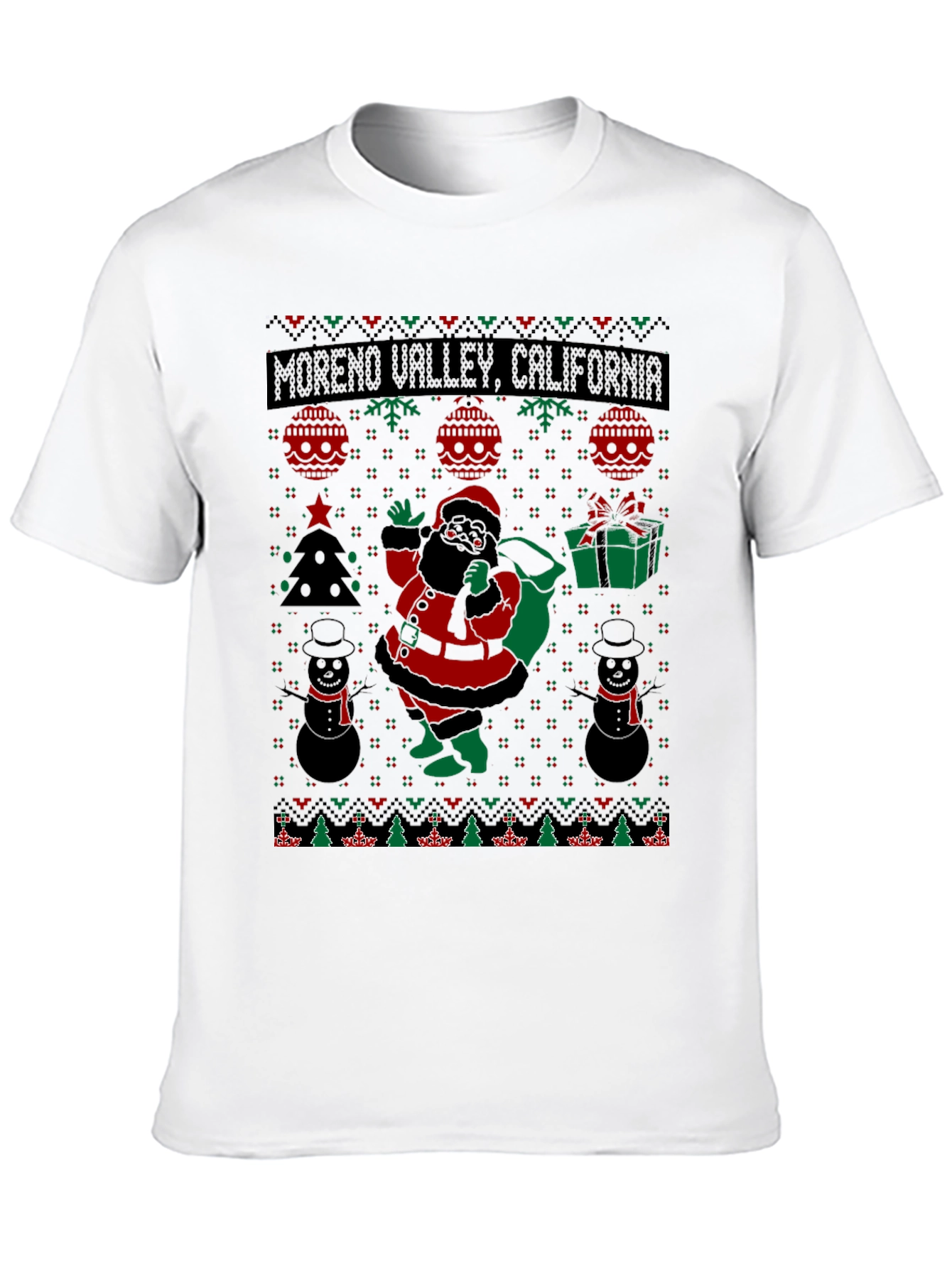 Moreno Valley CA Ugly Christmas Santa T-Shirt