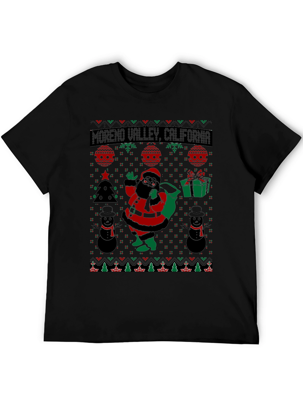 Moreno Valley CA Ugly Christmas Santa T-Shirt