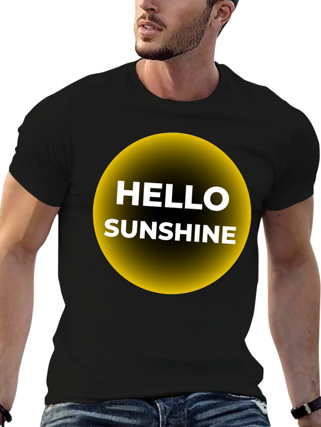 Hello Sunshine Graphic Tee - Black Cotton T-Shirt