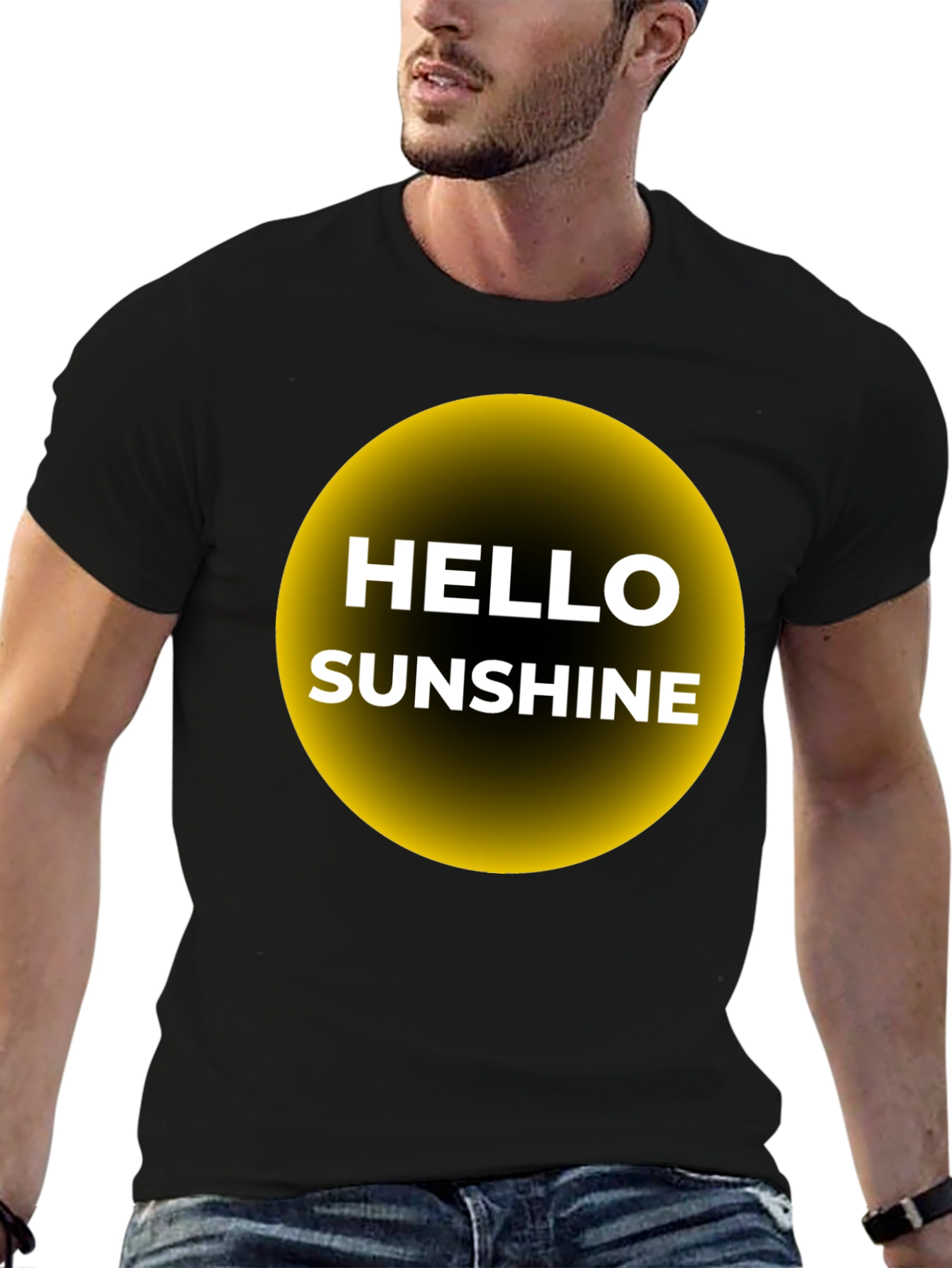 Hello Sunshine Graphic Tee - Black Cotton T-Shirt