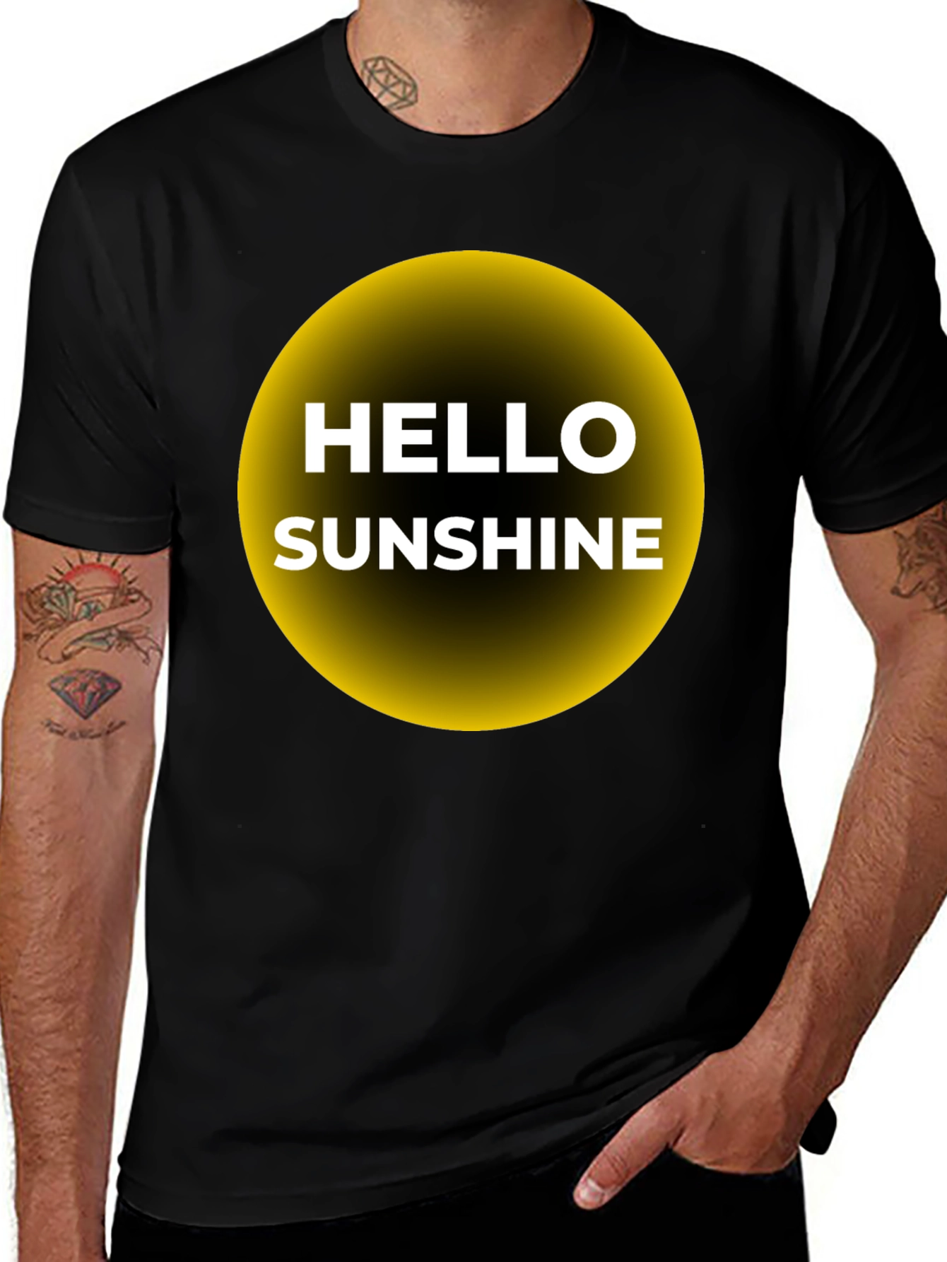 Hello Sunshine Graphic Tee - Black Cotton T-Shirt