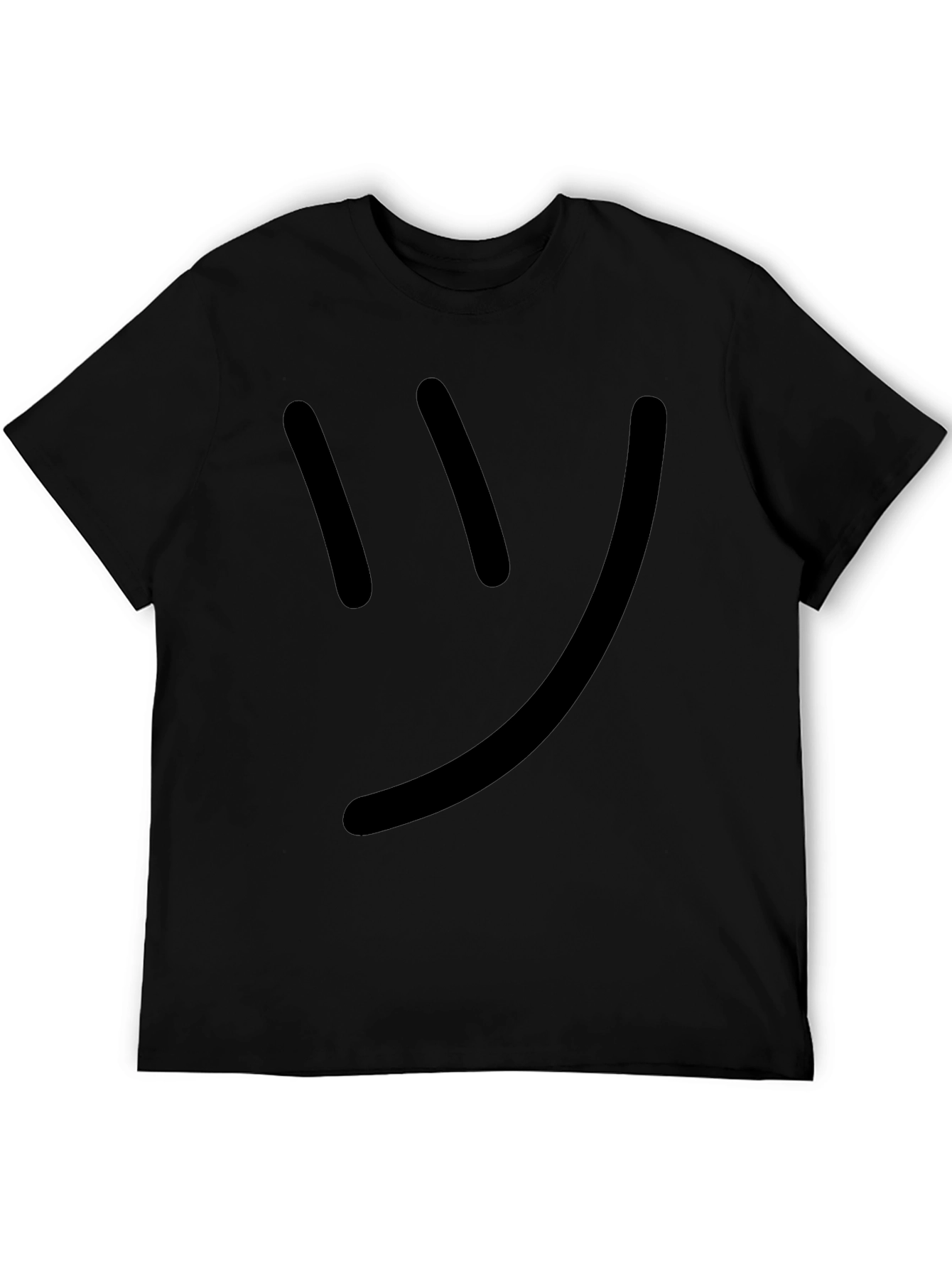 Smiley Face T-Shirt - Black Casual Tee