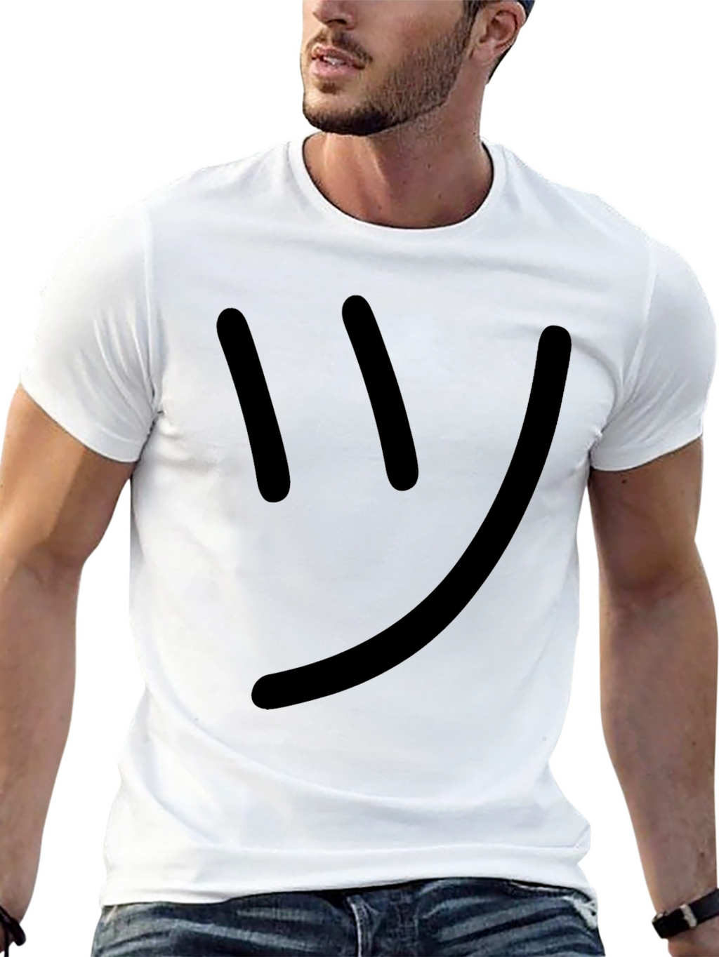 Smiley Face T-Shirt - Black Casual Tee