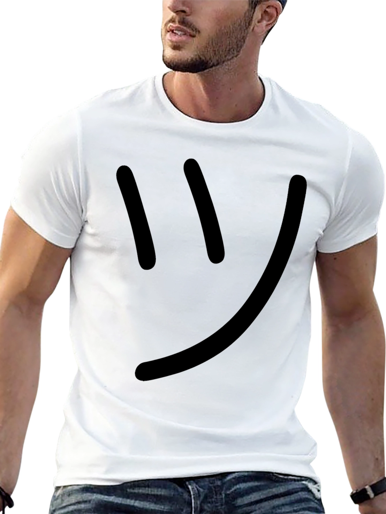 Smiley Face T-Shirt - Black Casual Tee