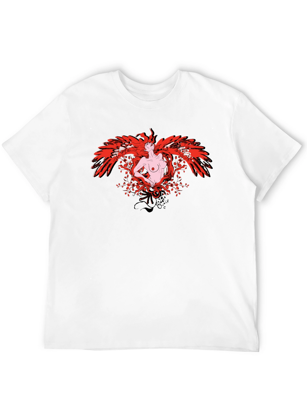Phoenix Woman Graphic Print T-Shirt - Black