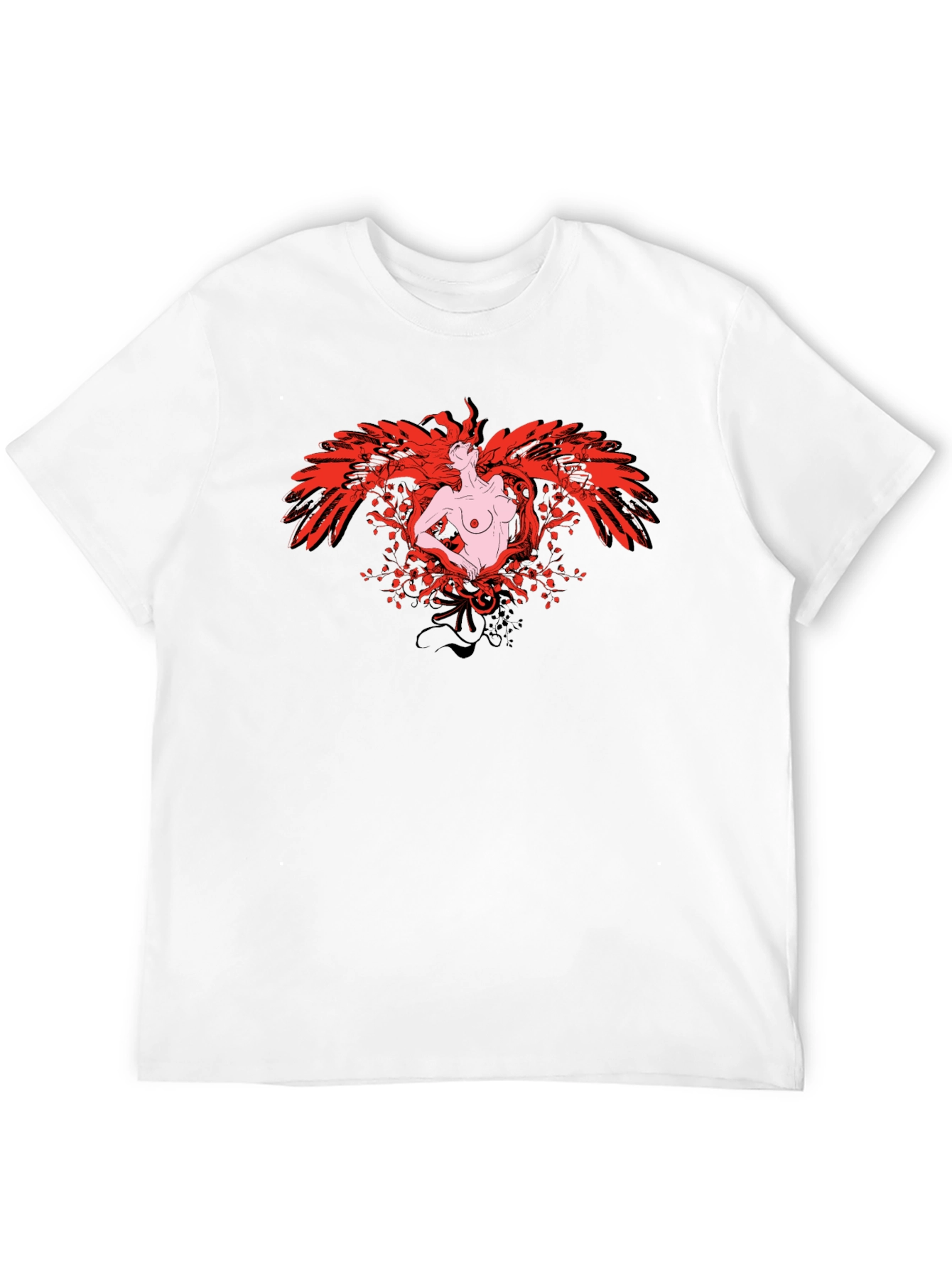 Phoenix Woman Graphic Print T-Shirt - Black