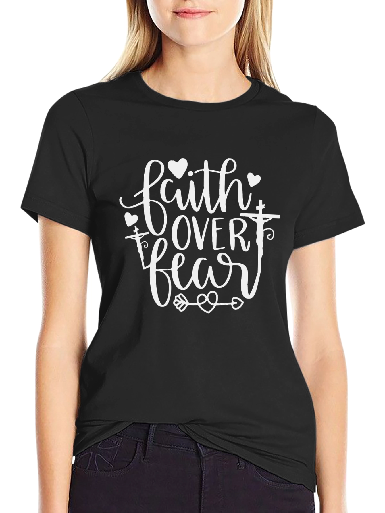 Faith Over Fear Black Graphic Tee
