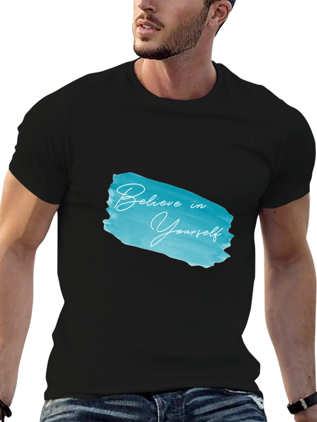 Believe in Yourself Black Cotton Graphic Tee
