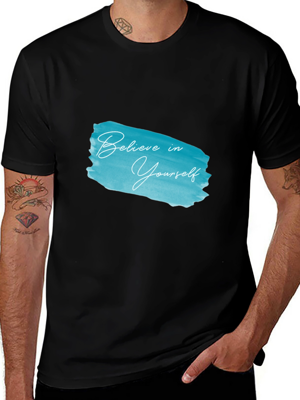Believe in Yourself Black Cotton Graphic Tee