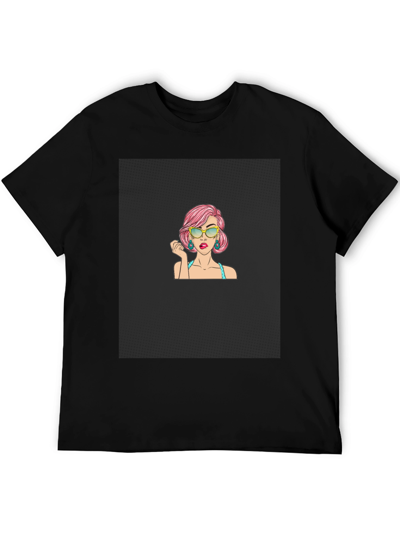 Pop Art Woman Graphic Black T-Shirt