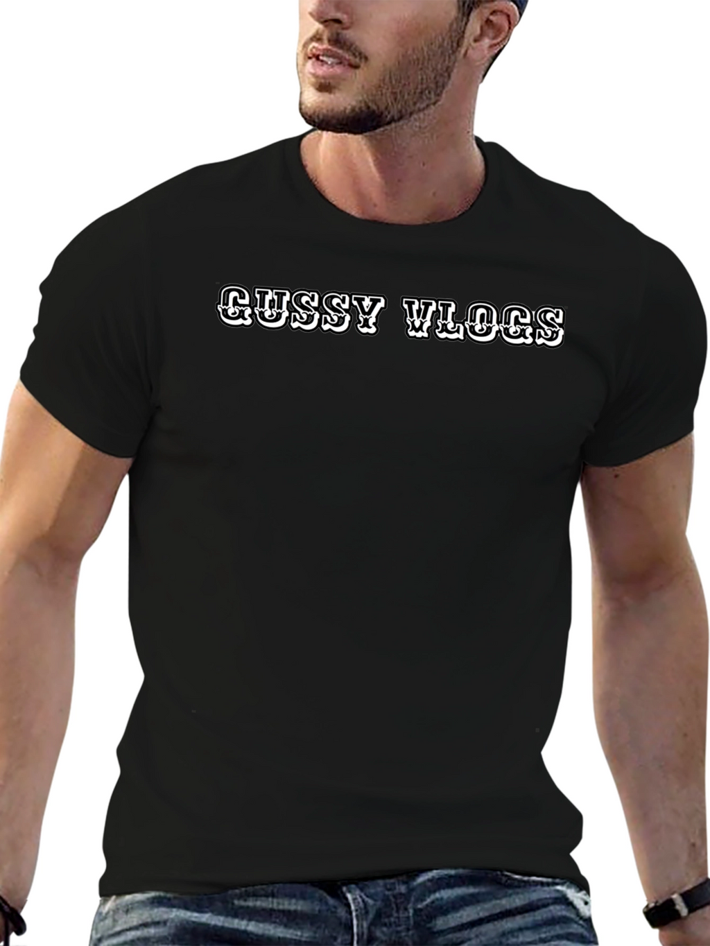 Gussy Vlogs Graphic Black T-Shirt