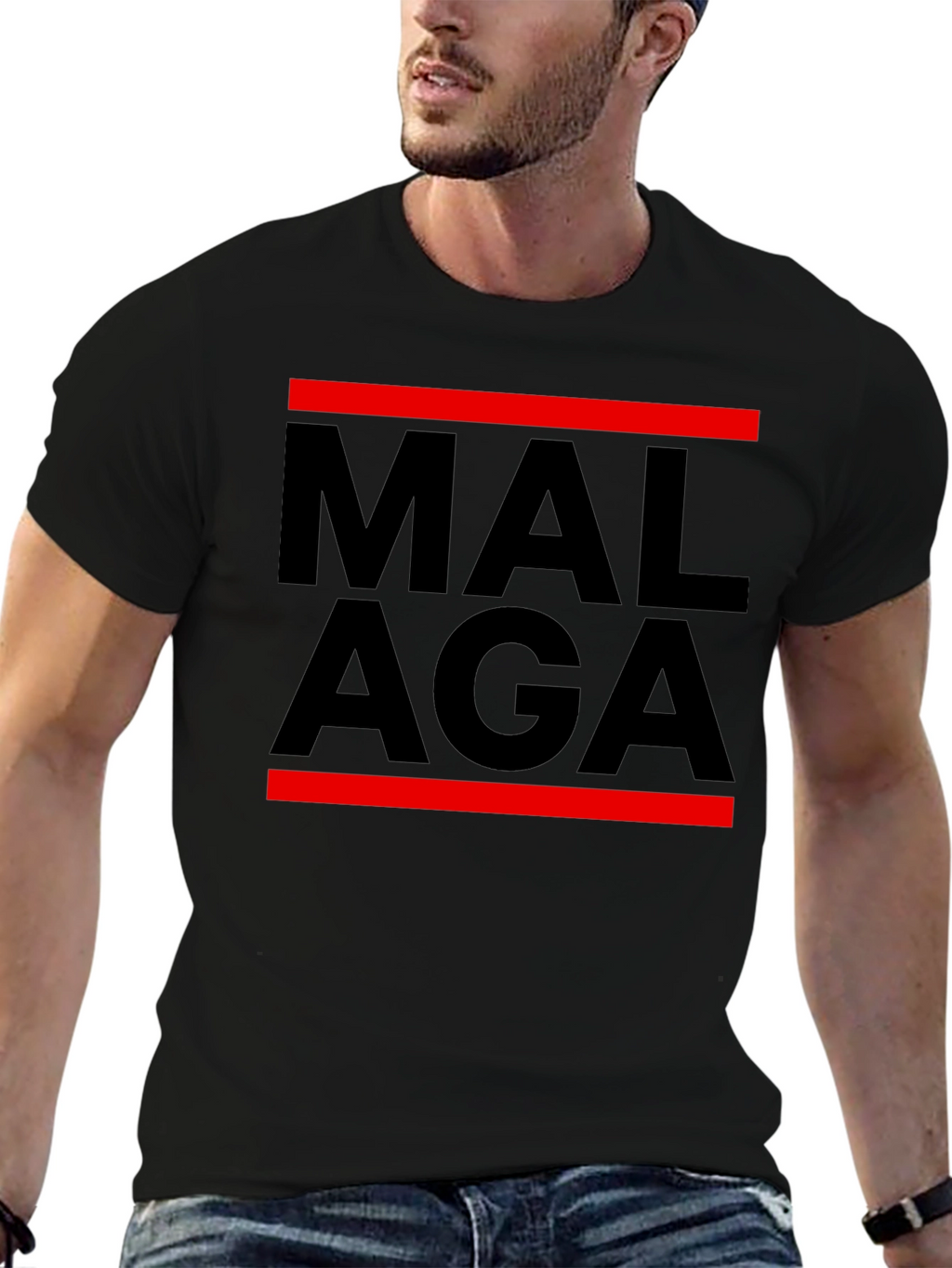 Malaga Graphic Tee - Stylish Mens Black T-Shirt