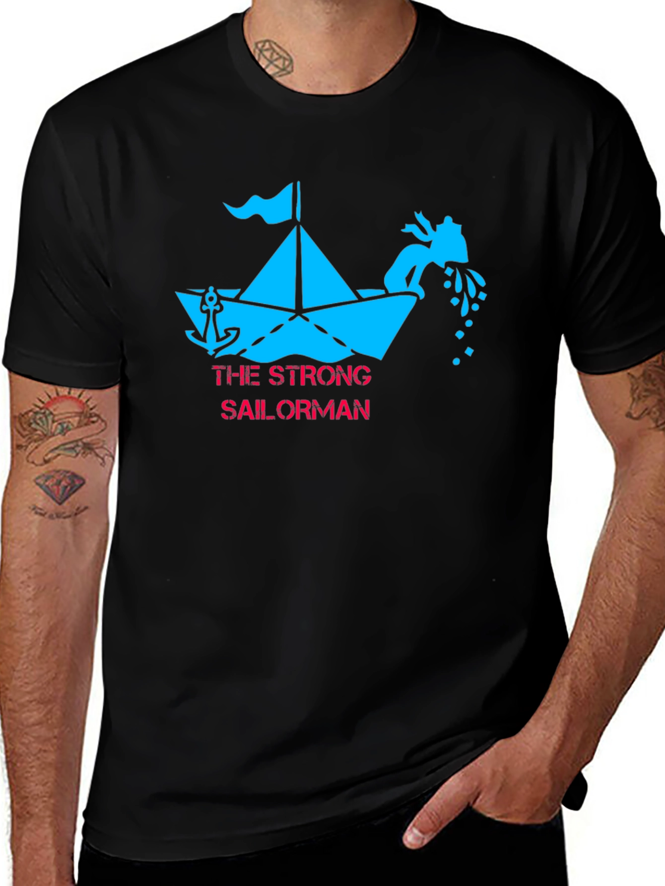 Strong Sailor Black T-Shirt