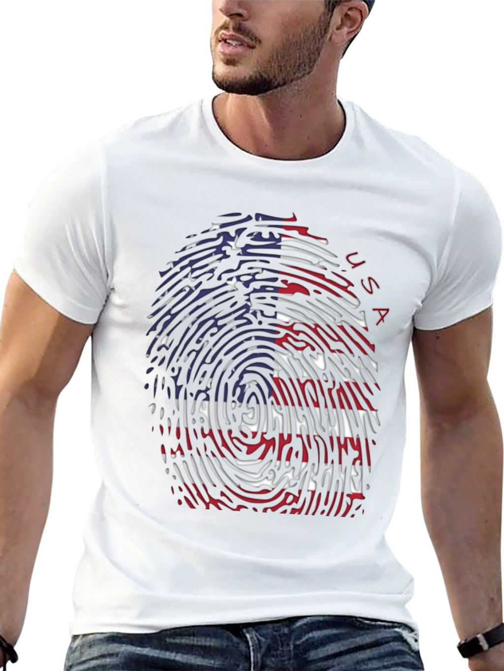 USA Flag Fingerprint T-Shirt - Patriotic Tee