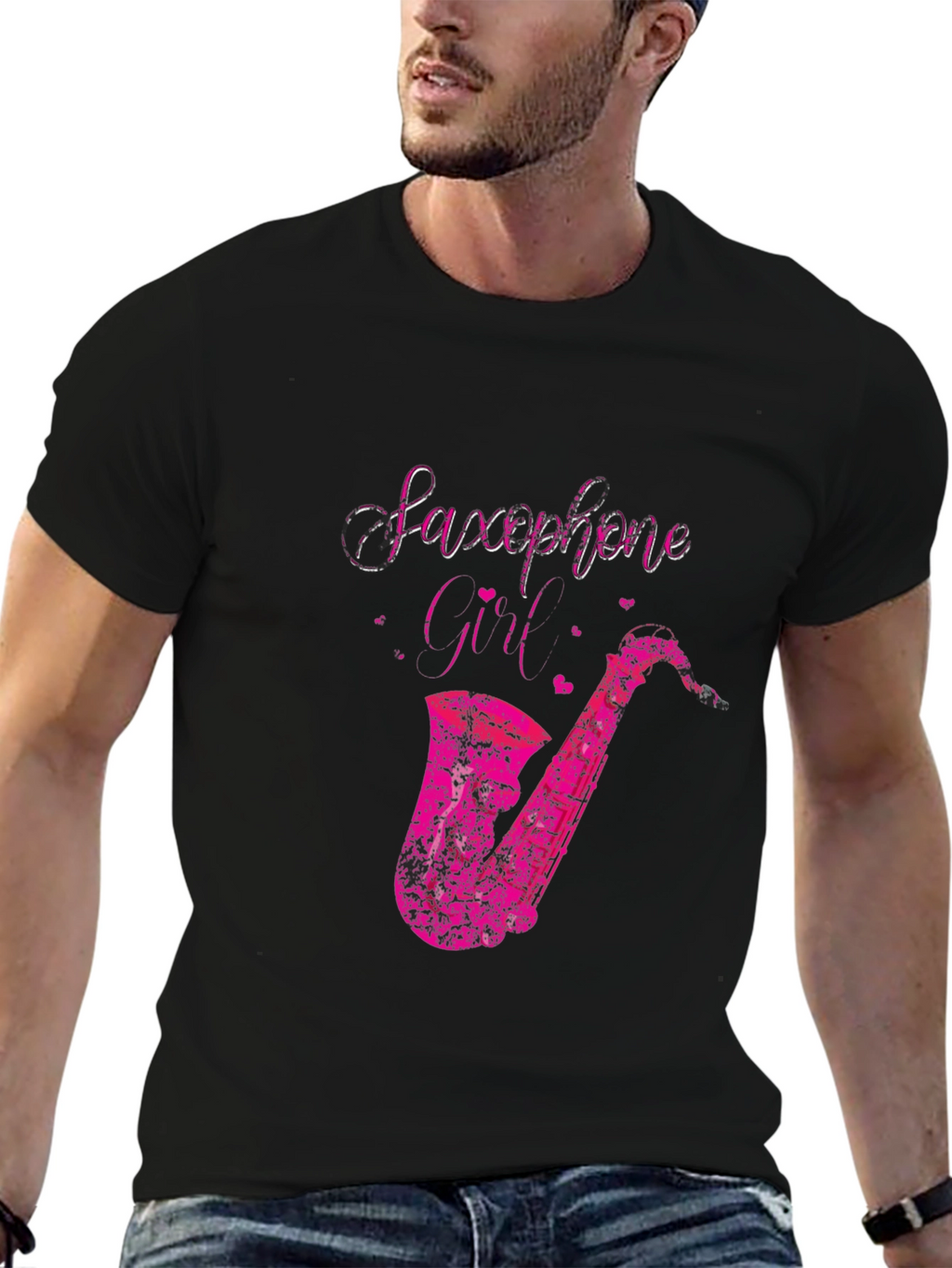 Saxophone Girl Graphic Tee - Black
