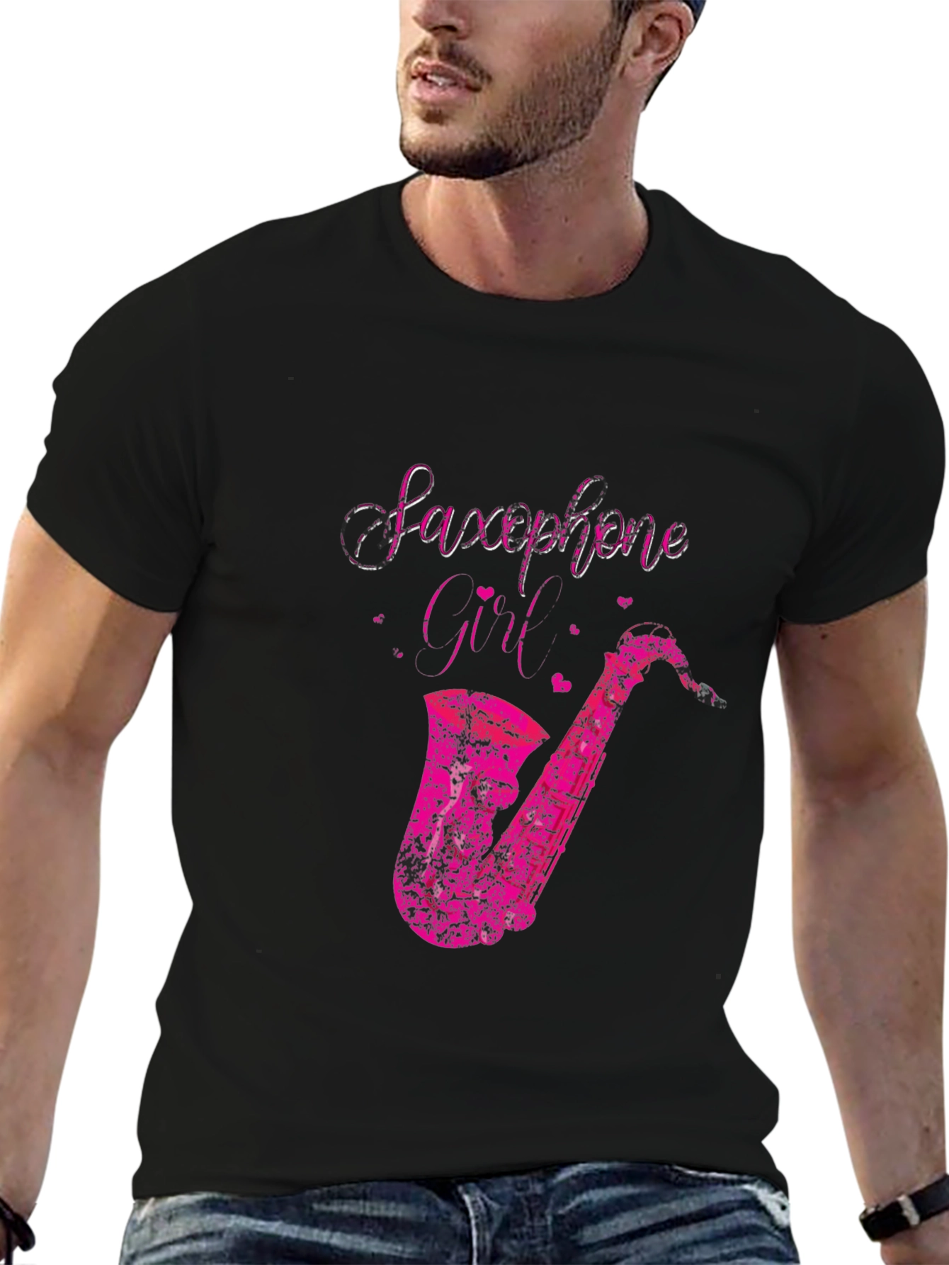 Saxophone Girl Graphic Tee - Black