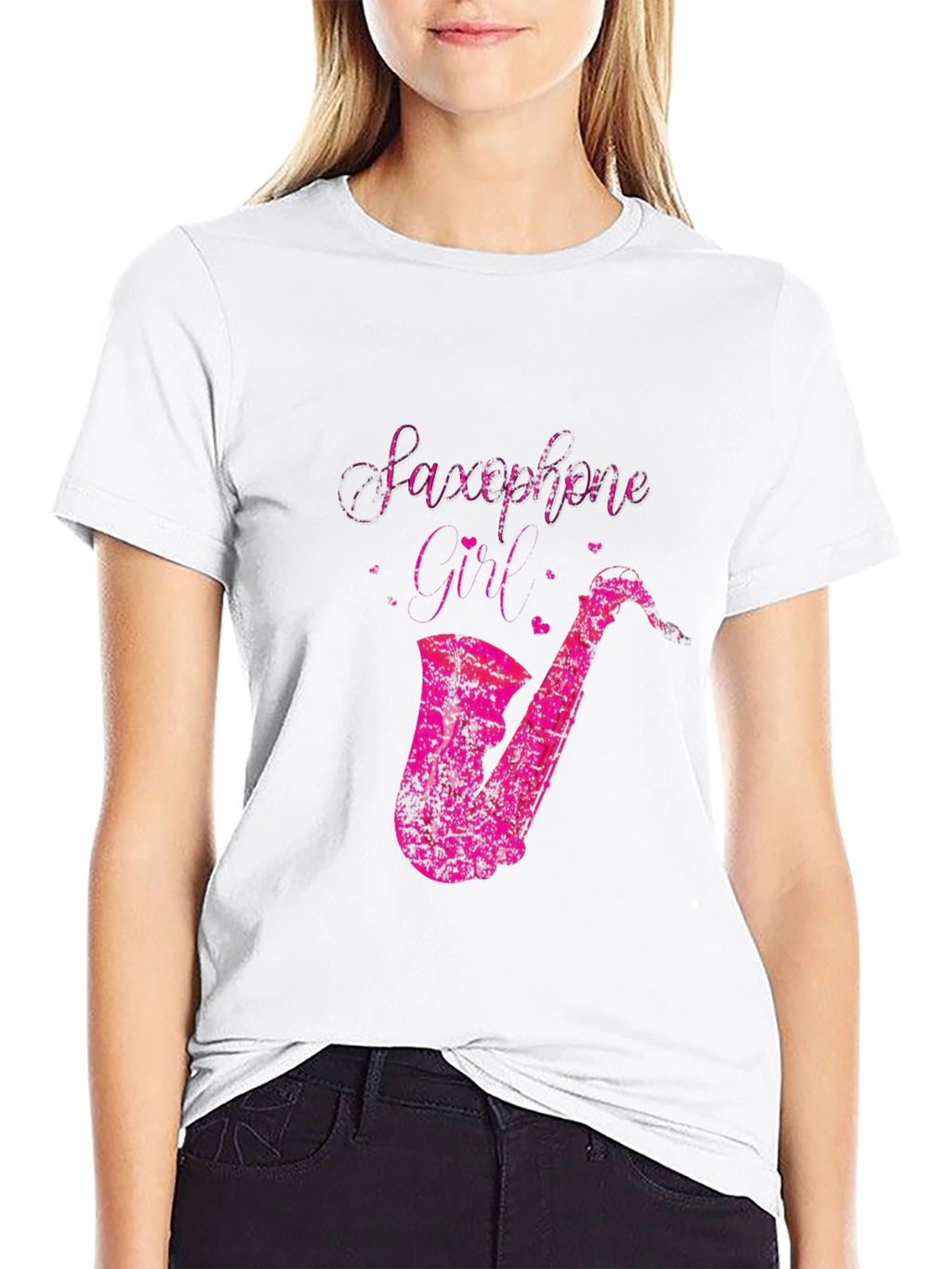 Saxophone Girl Graphic Tee - Black