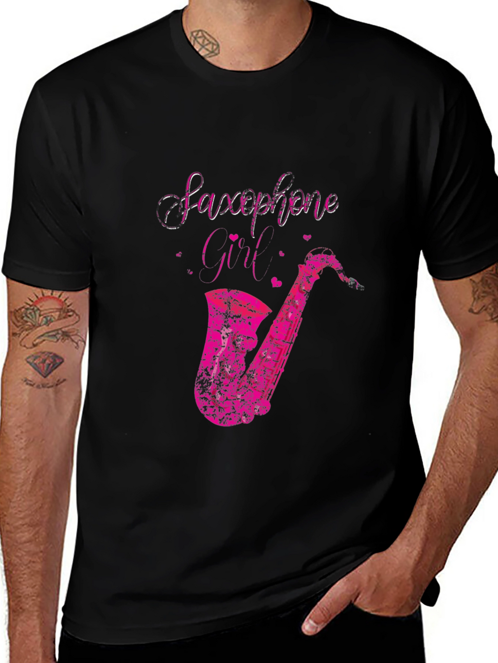 Saxophone Girl Graphic Tee - Black