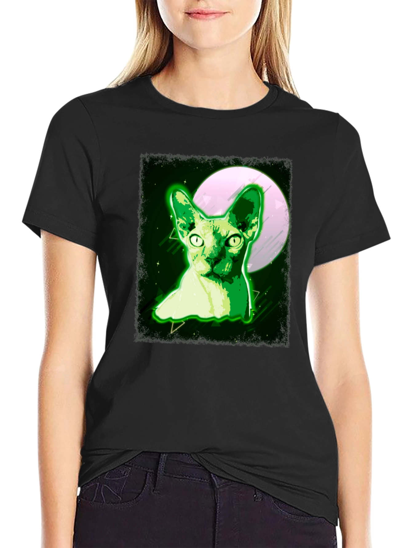 Sphynx Cat Moon T-Shirt - Unique Graphic Tee