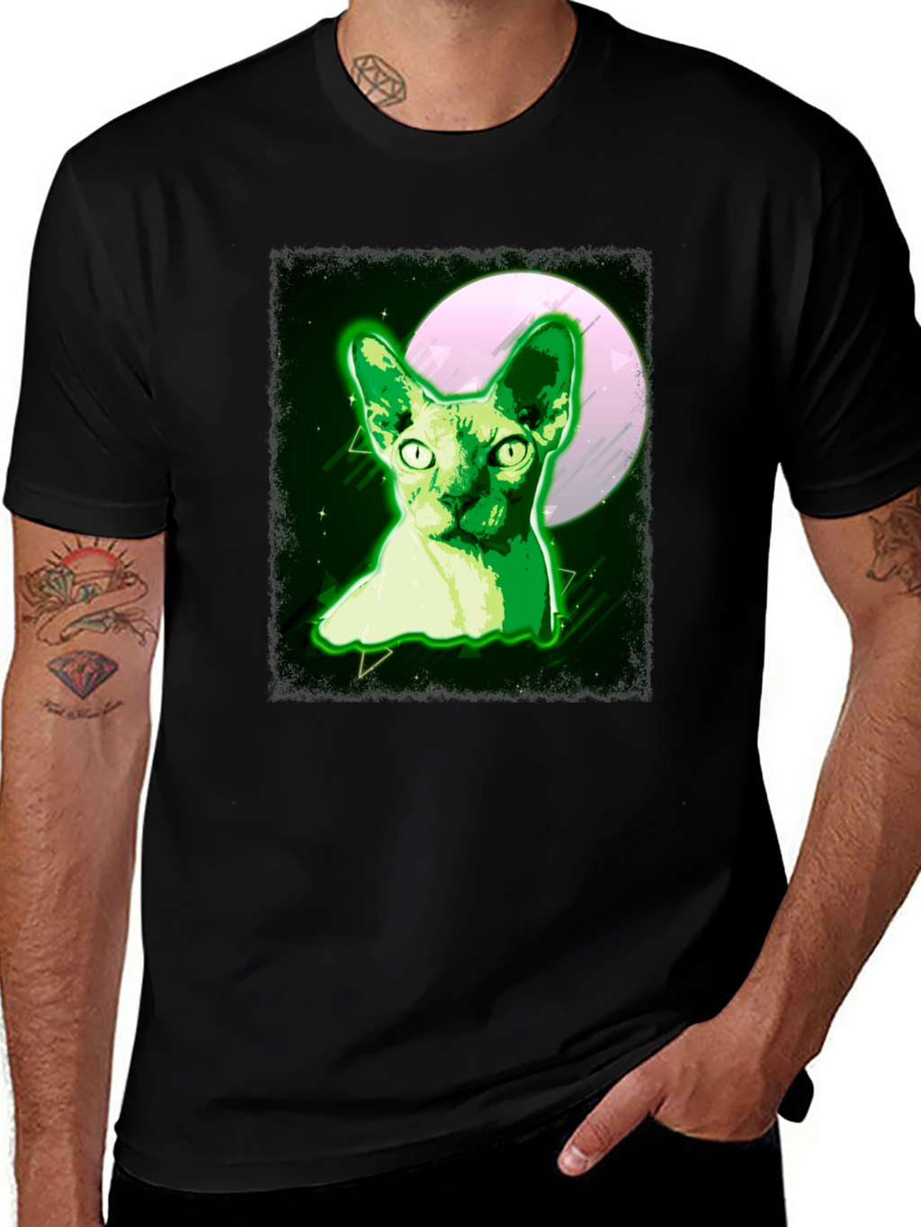 Sphynx Cat Moon T-Shirt - Unique Graphic Tee