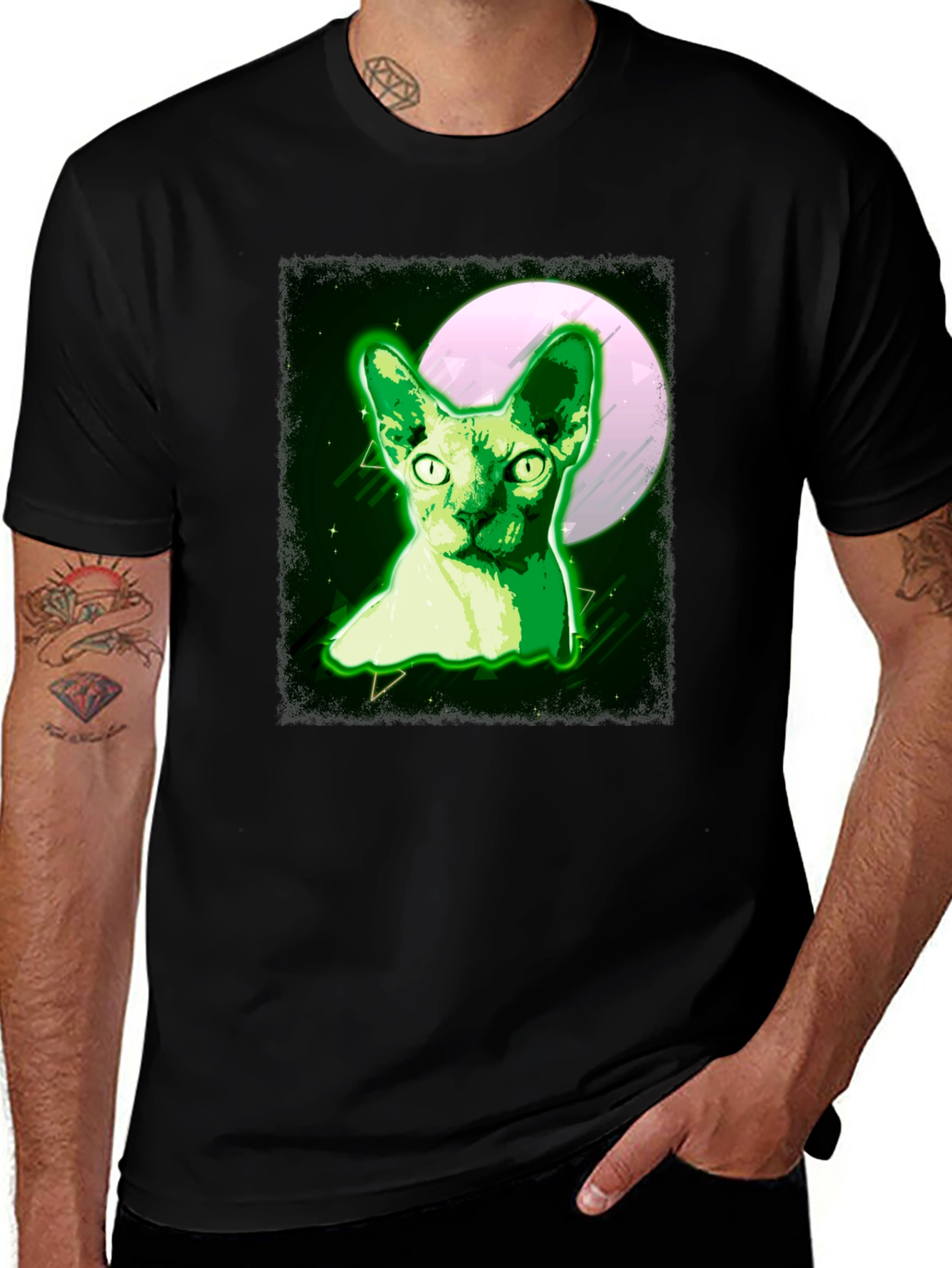 Sphynx Cat Moon T-Shirt - Unique Graphic Tee