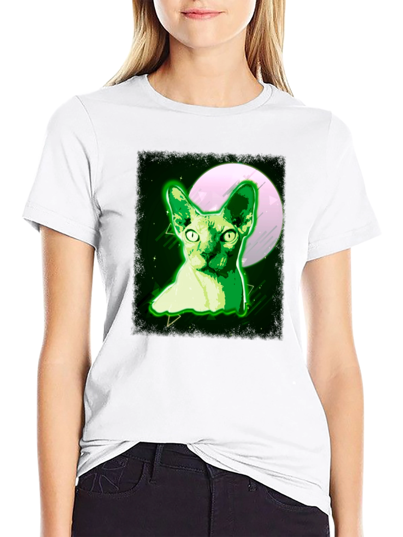 Sphynx Cat Moon T-Shirt - Unique Graphic Tee