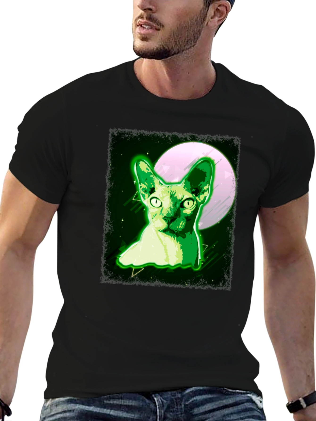 Sphynx Cat Moon T-Shirt - Unique Graphic Tee