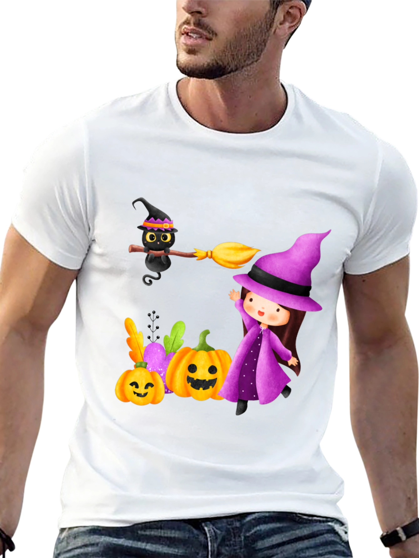 Halloween Witch & Cat T-Shirt