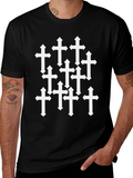 Cross Graphic Tee - Trendy Black T-Shirt