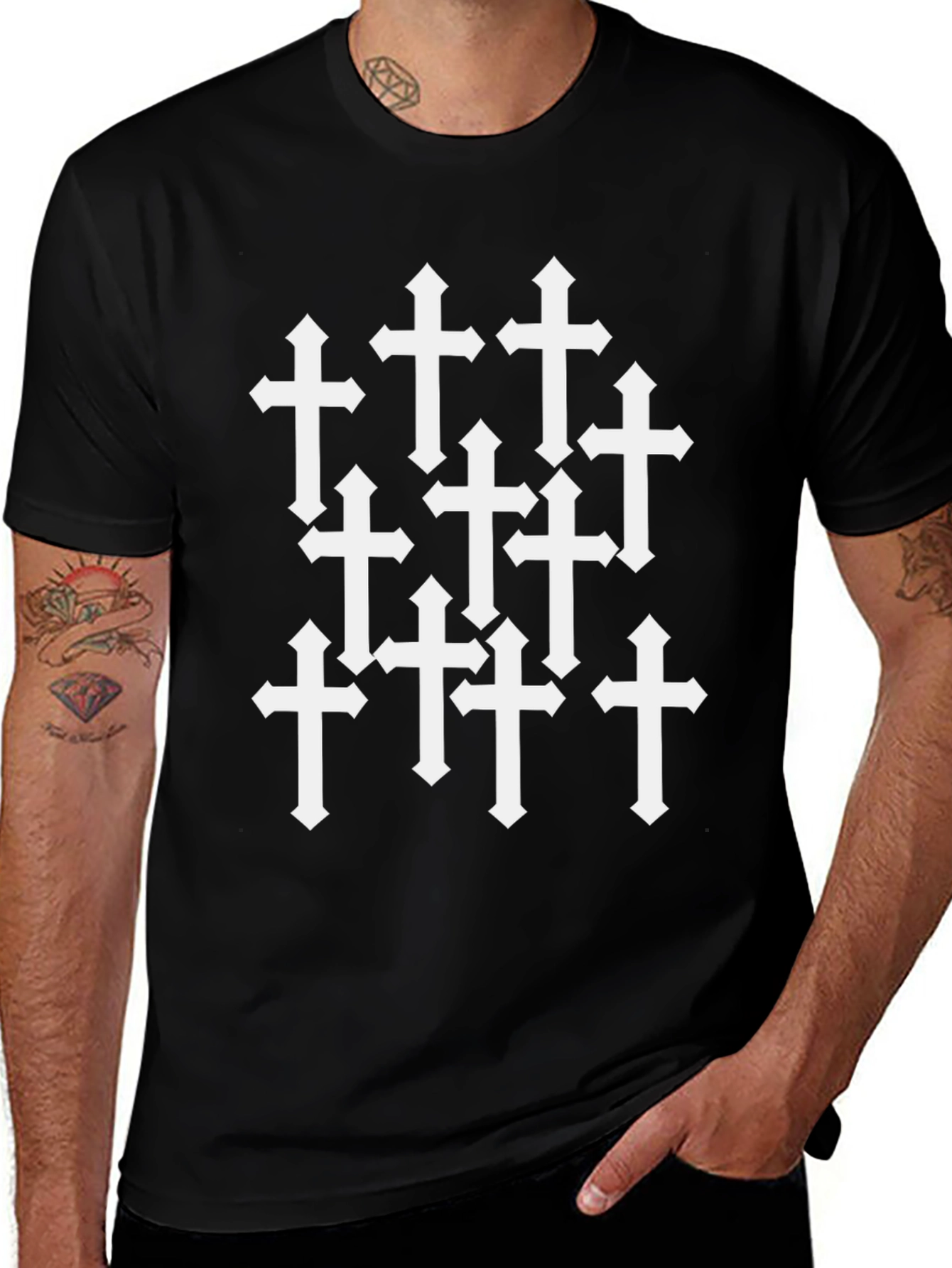 Cross Graphic Tee - Trendy Black T-Shirt