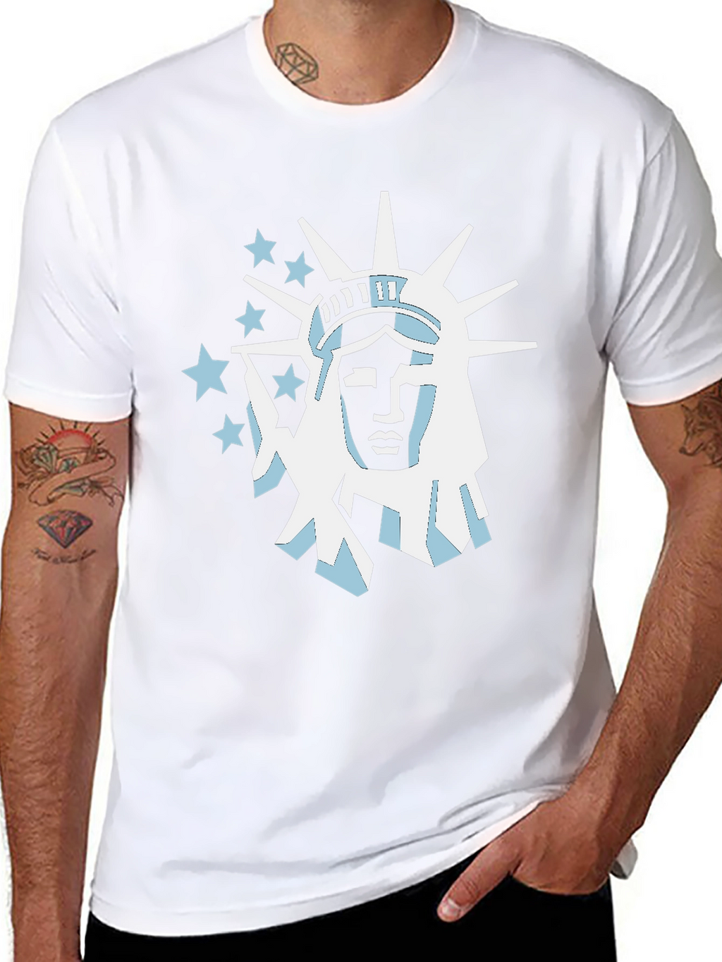 Statue of Liberty Graphic Tee - Black Cotton T-Shirt