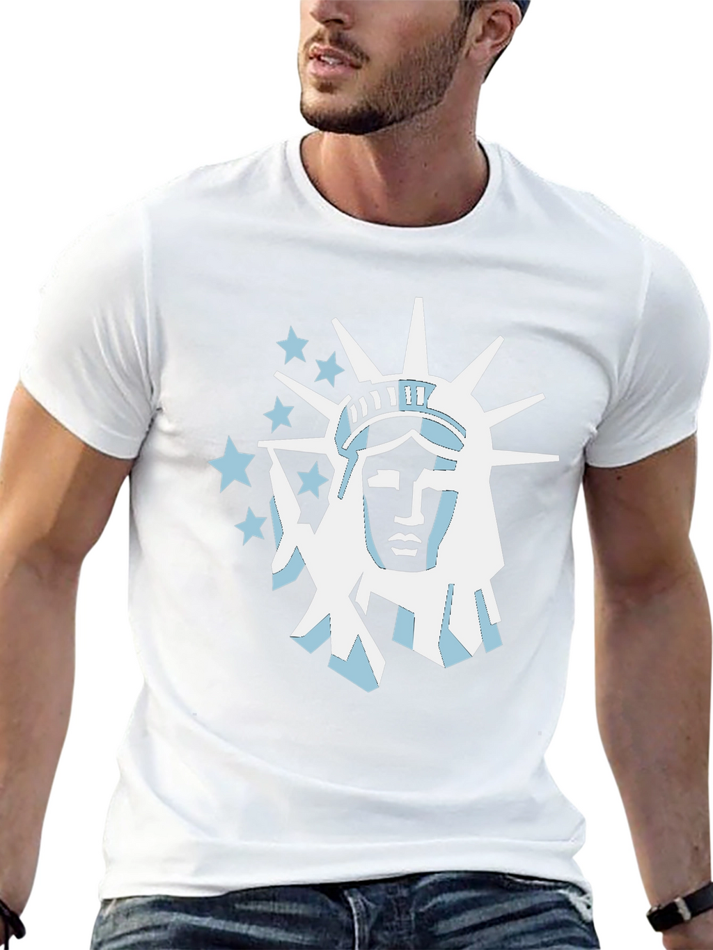 Statue of Liberty Graphic Tee - Black Cotton T-Shirt