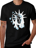 Statue of Liberty Graphic Tee - Black Cotton T-Shirt