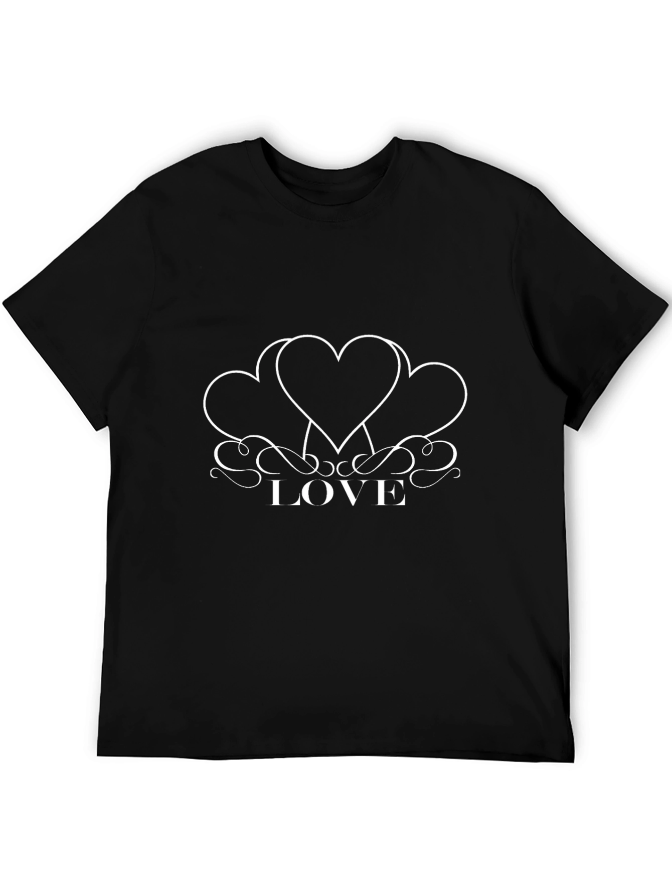 Love Heart Graphic Black T-Shirt