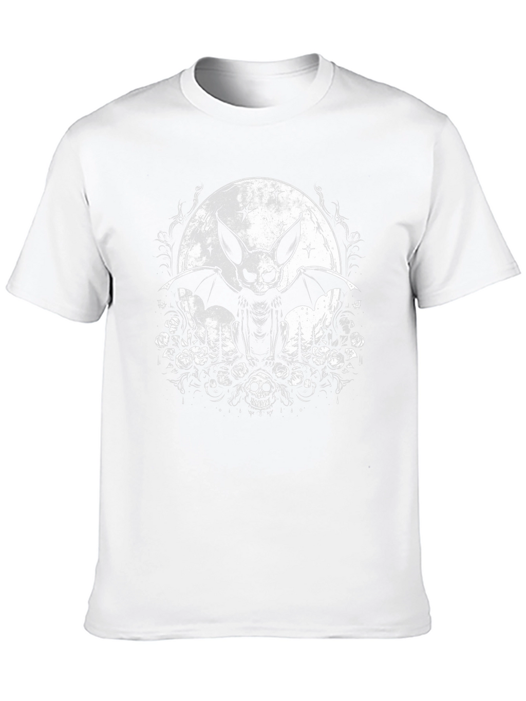 Gothic Bat Skull Moon Graphic Tee