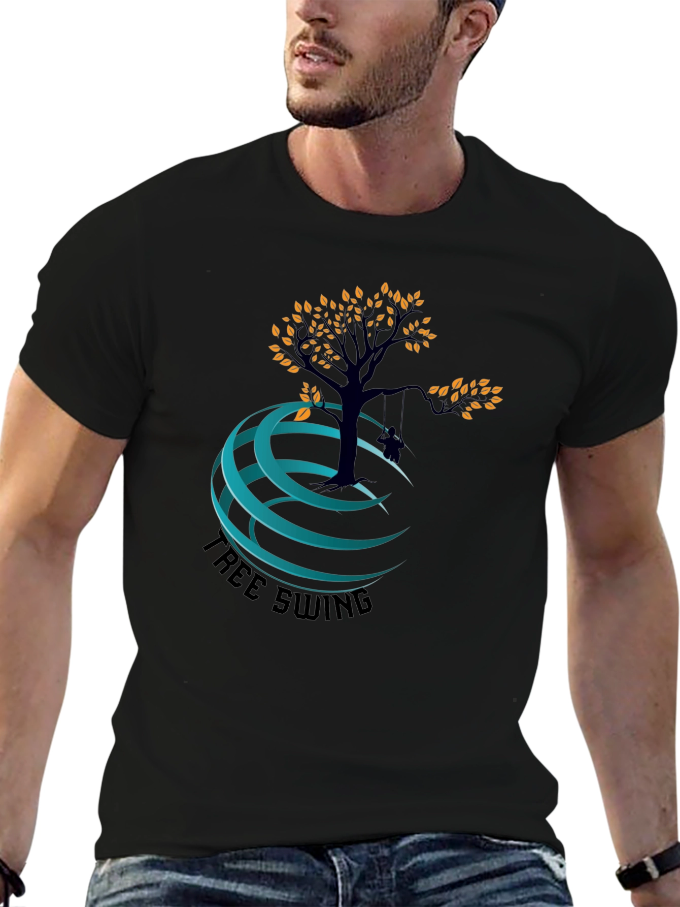 Tree Swing Graphic Black T-Shirt