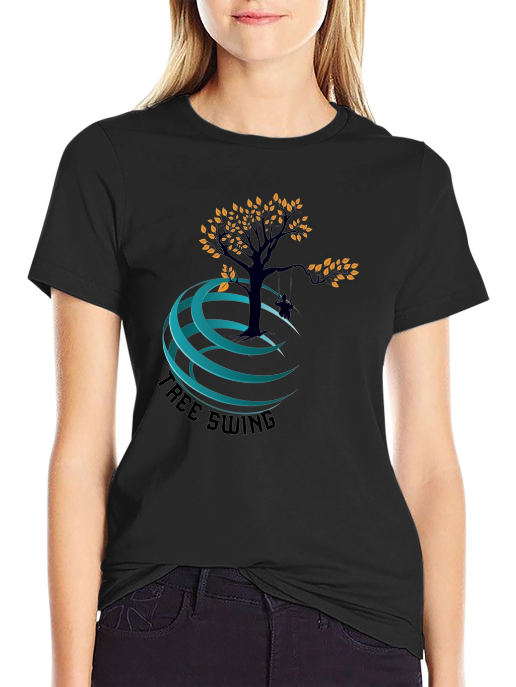 Tree Swing Graphic Black T-Shirt