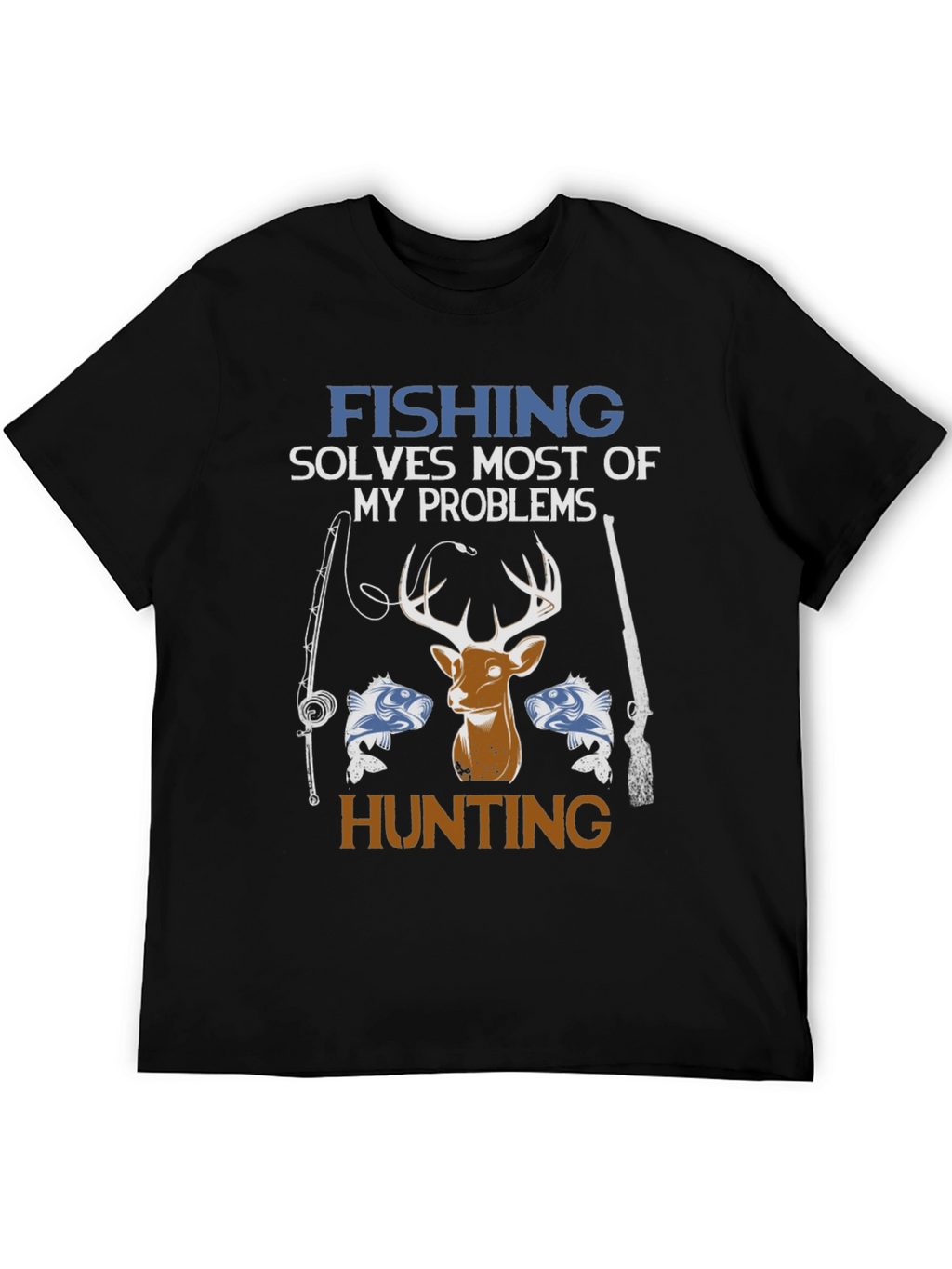 Fishing & Hunting Graphic Tee - Mens Black T-Shirt