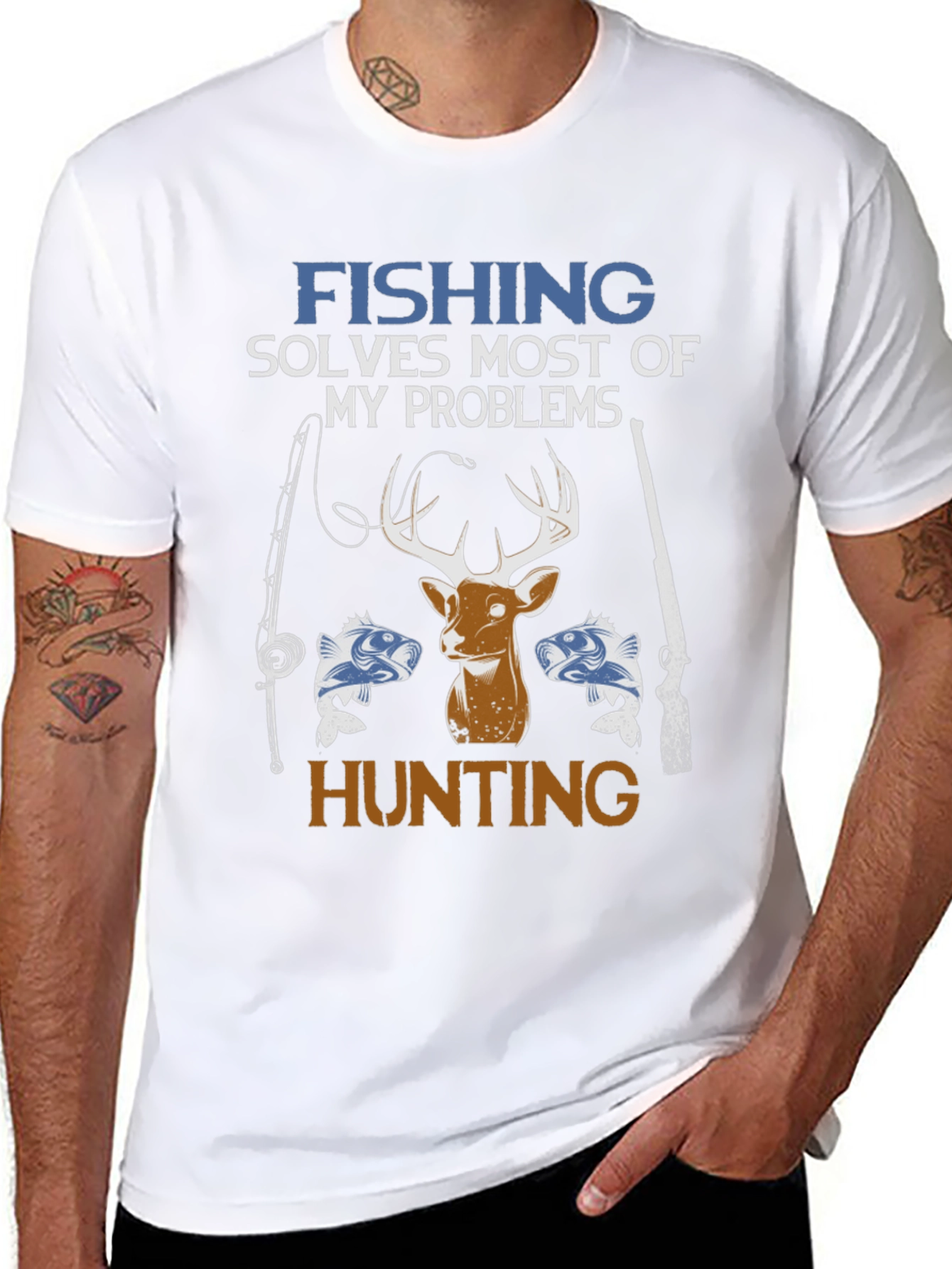 Fishing & Hunting Graphic Tee - Mens Black T-Shirt