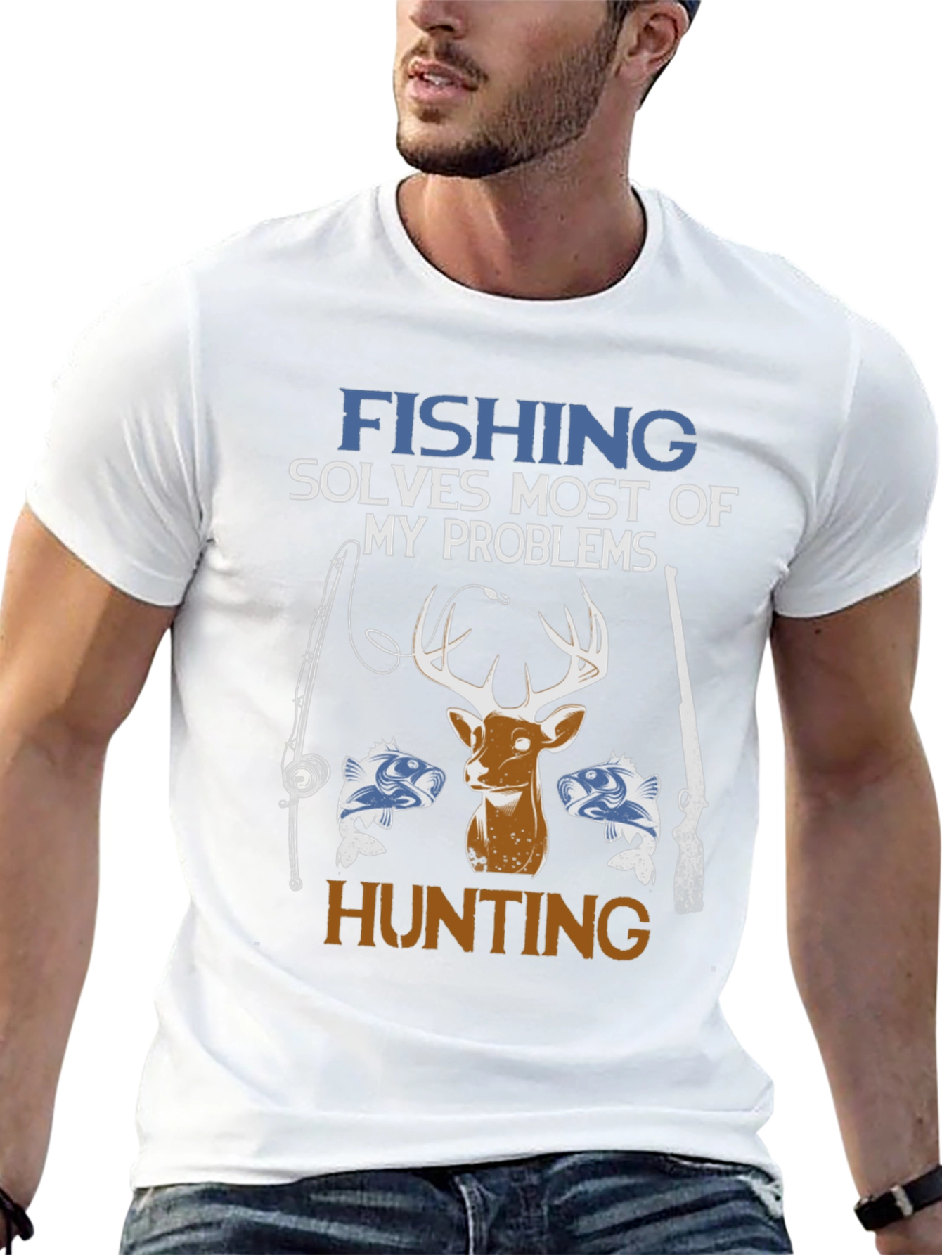 Fishing & Hunting Graphic Tee - Mens Black T-Shirt