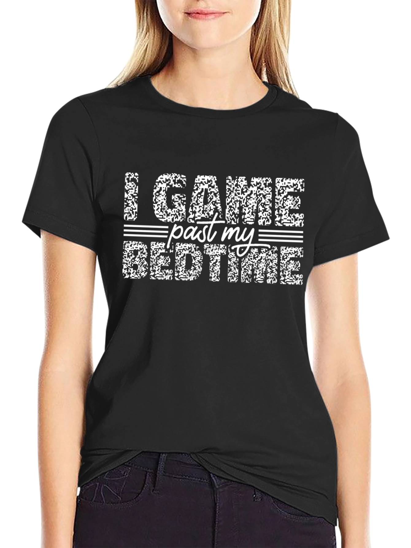 I Game Past My Bedtime Black T-Shirt